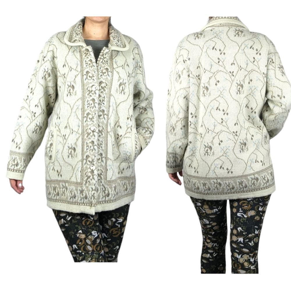 Vintage Cardigan Indutexsa Floral Knit Coastal Grandma Sweater